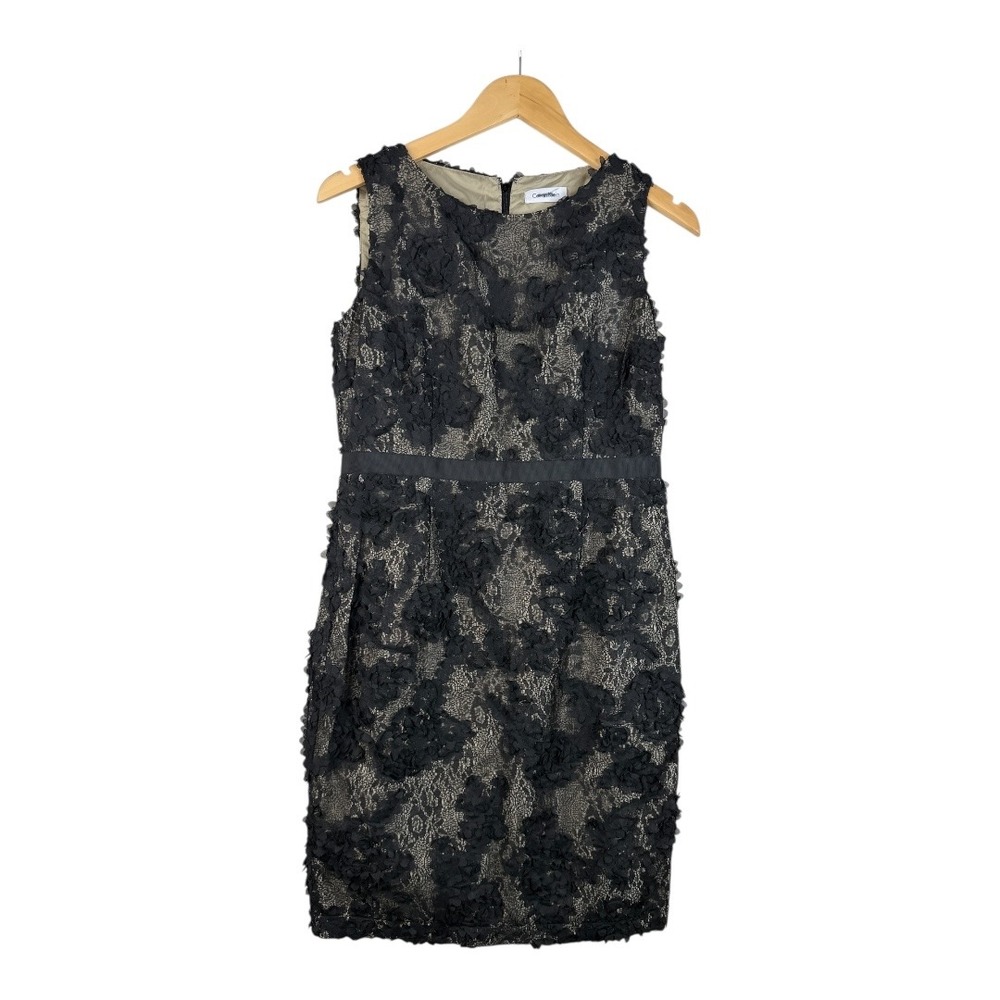 Calvin Klein Ruffled Lace Sheath Dress size Small Black